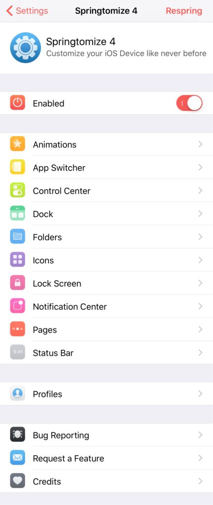 Springtomize 4(iOS 10)