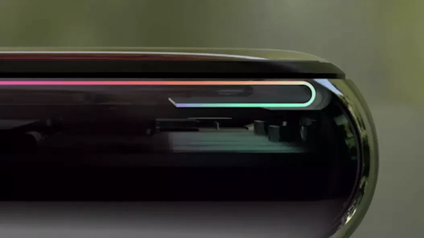iPhone X's bent display underneath the chin.