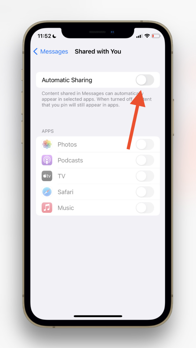 Turn Off Shared With You in iOS 15.
