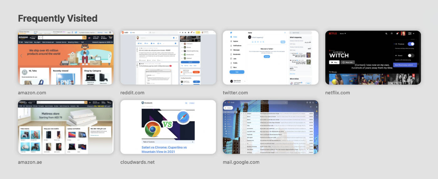Safari's Frequently Visited section.