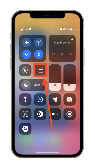iOS 15 Screen Mirroring Button in the control center