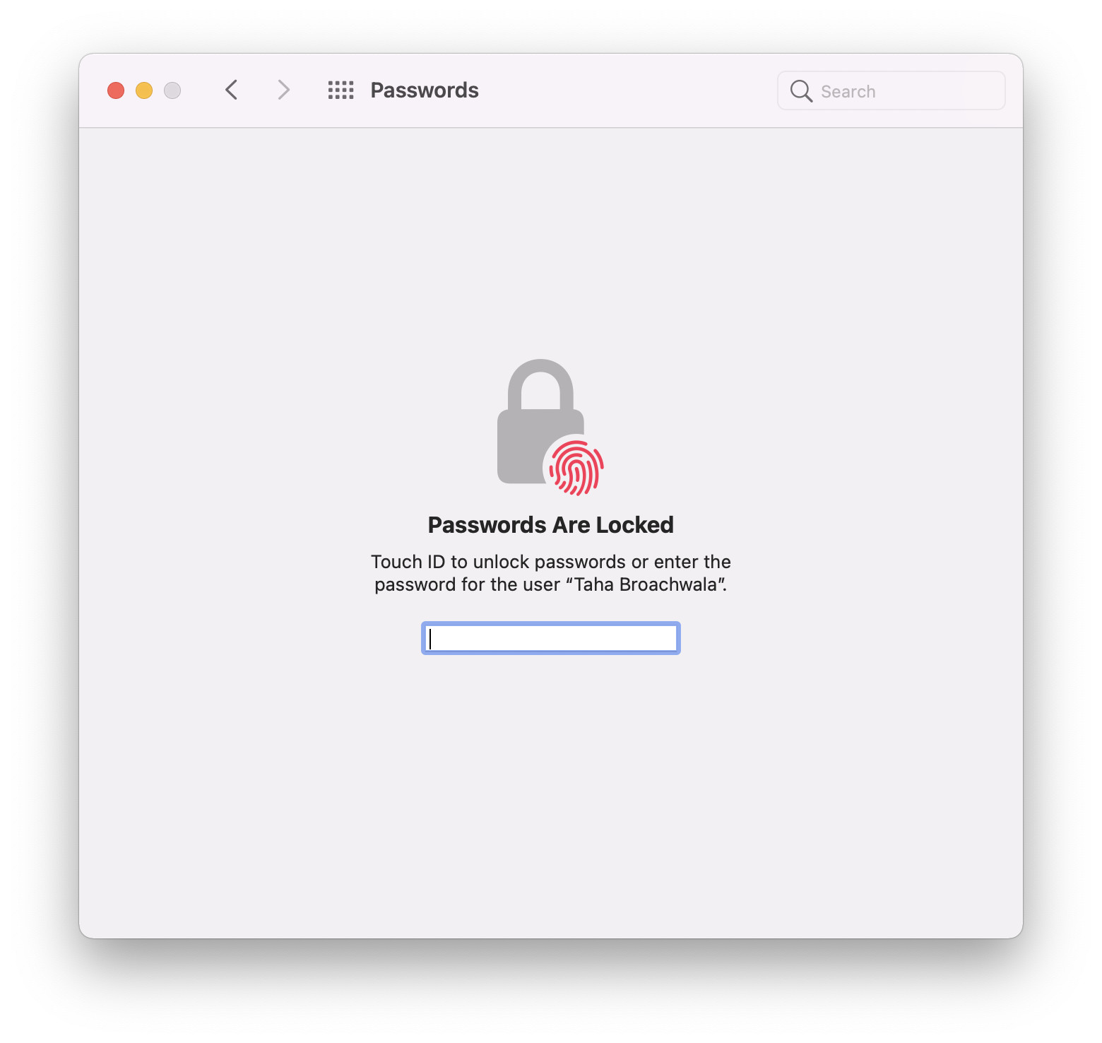 Passwords in macOS Monterey Preferences