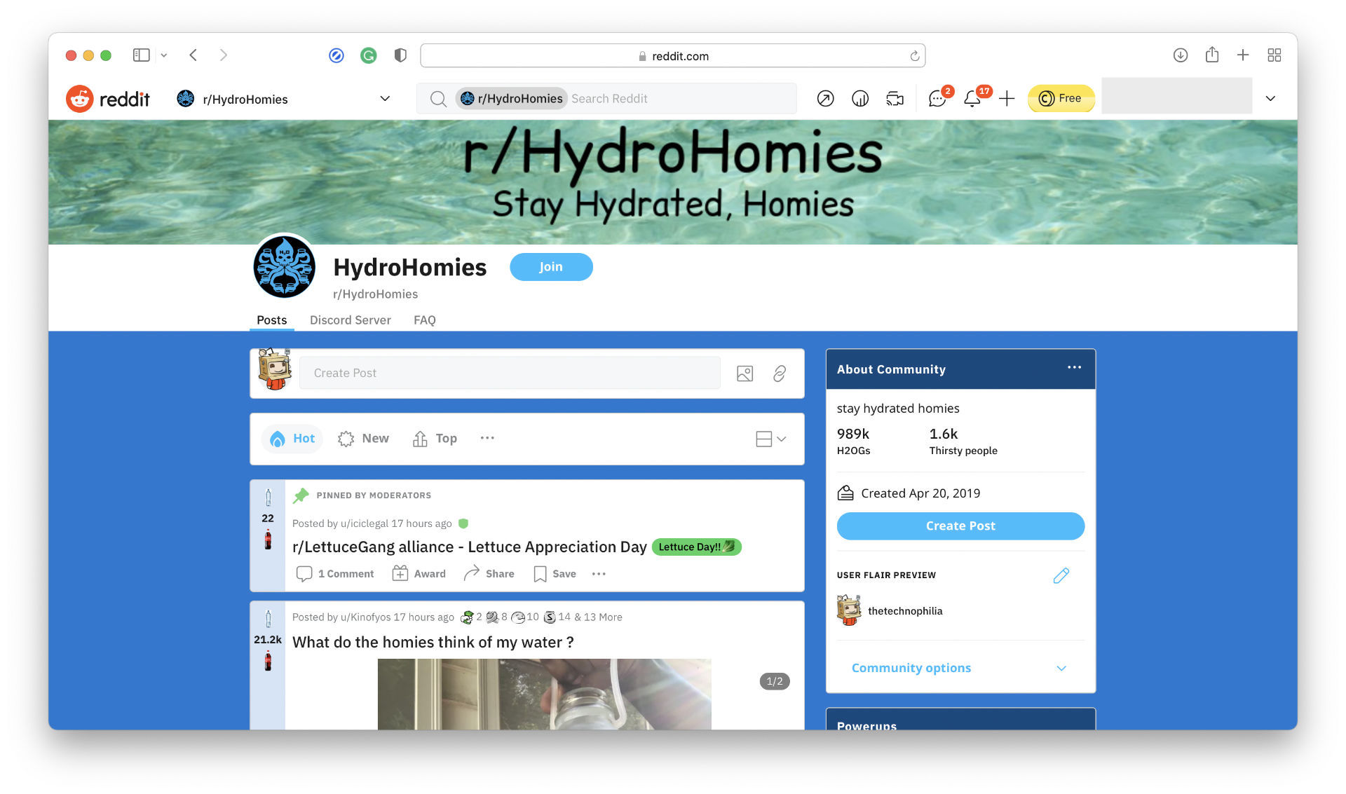 HydroHomies Subreddit