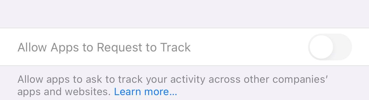 Allow Apps to Request to Track greyed out.