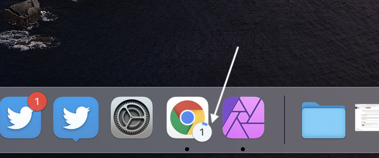 Chrome's download indicator over its app icon in macOS' dock