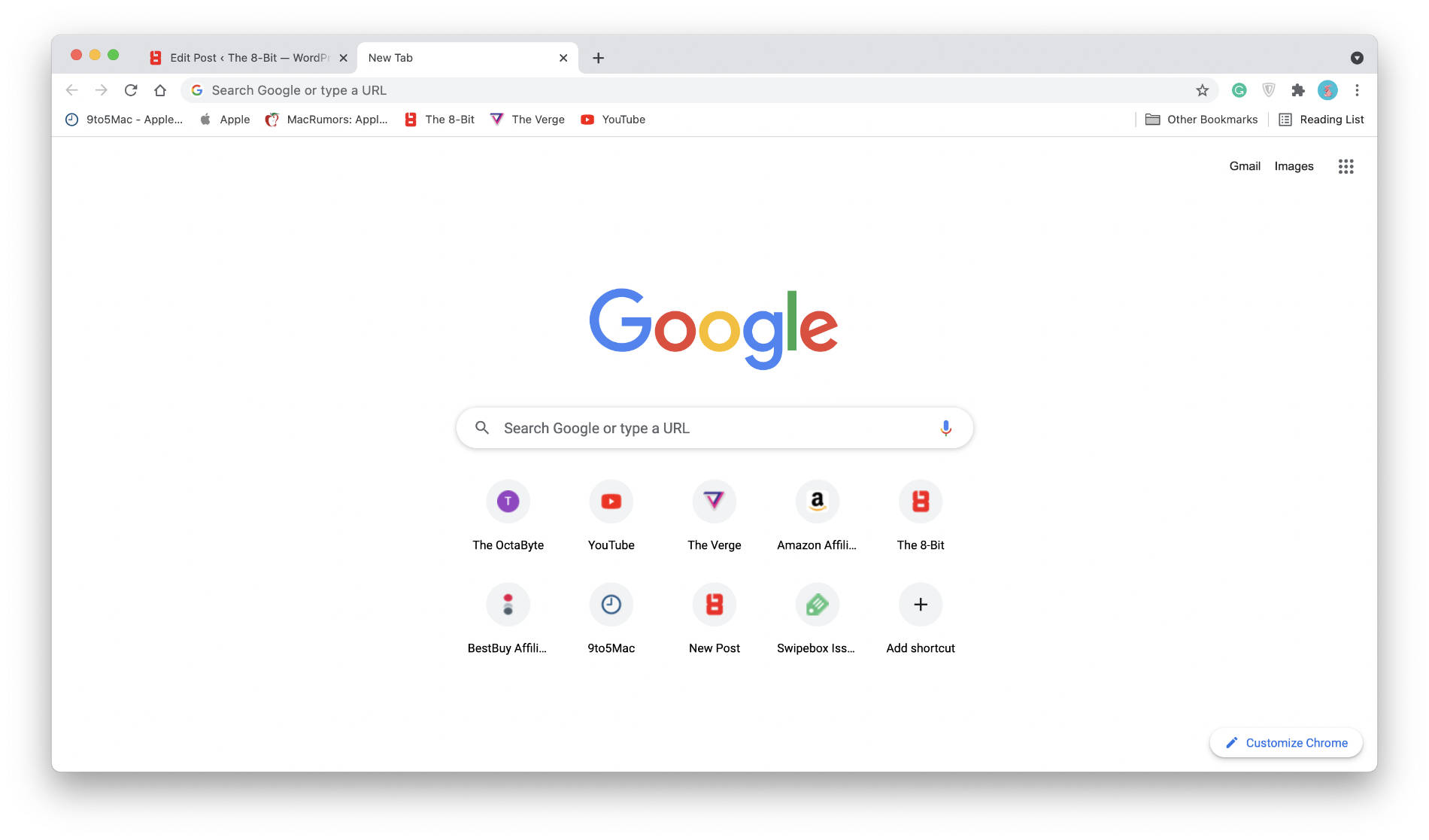 Chrome's homepage design.