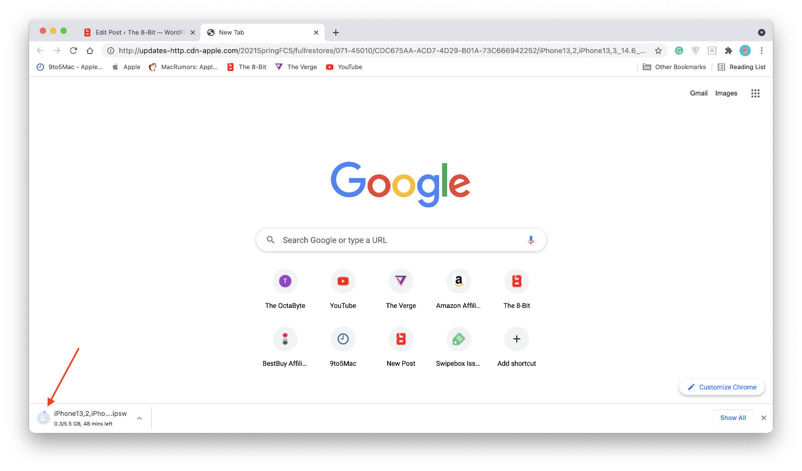 Chrome's circular downloads progress bar.