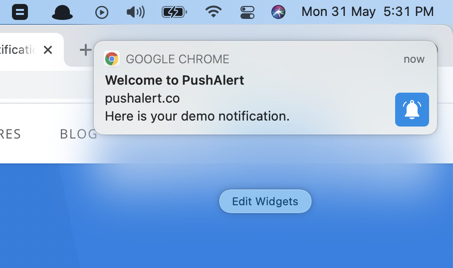 Chrome notification on macOS.