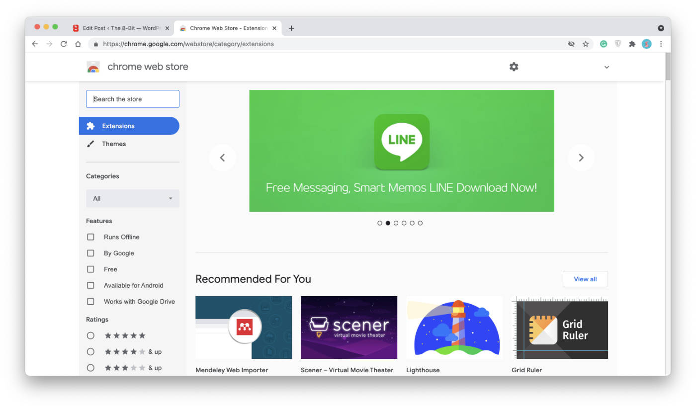 The vibrant extensions marketplace within Chrome Web Store.