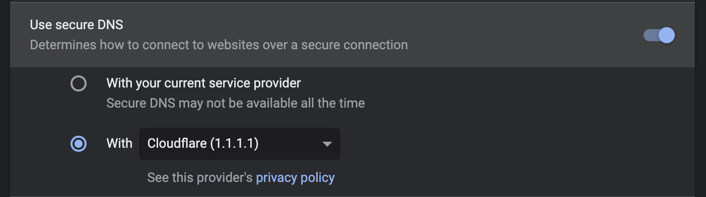 Chrome Secure DNS
