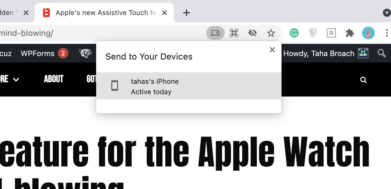 Chrome's send to other devices feature