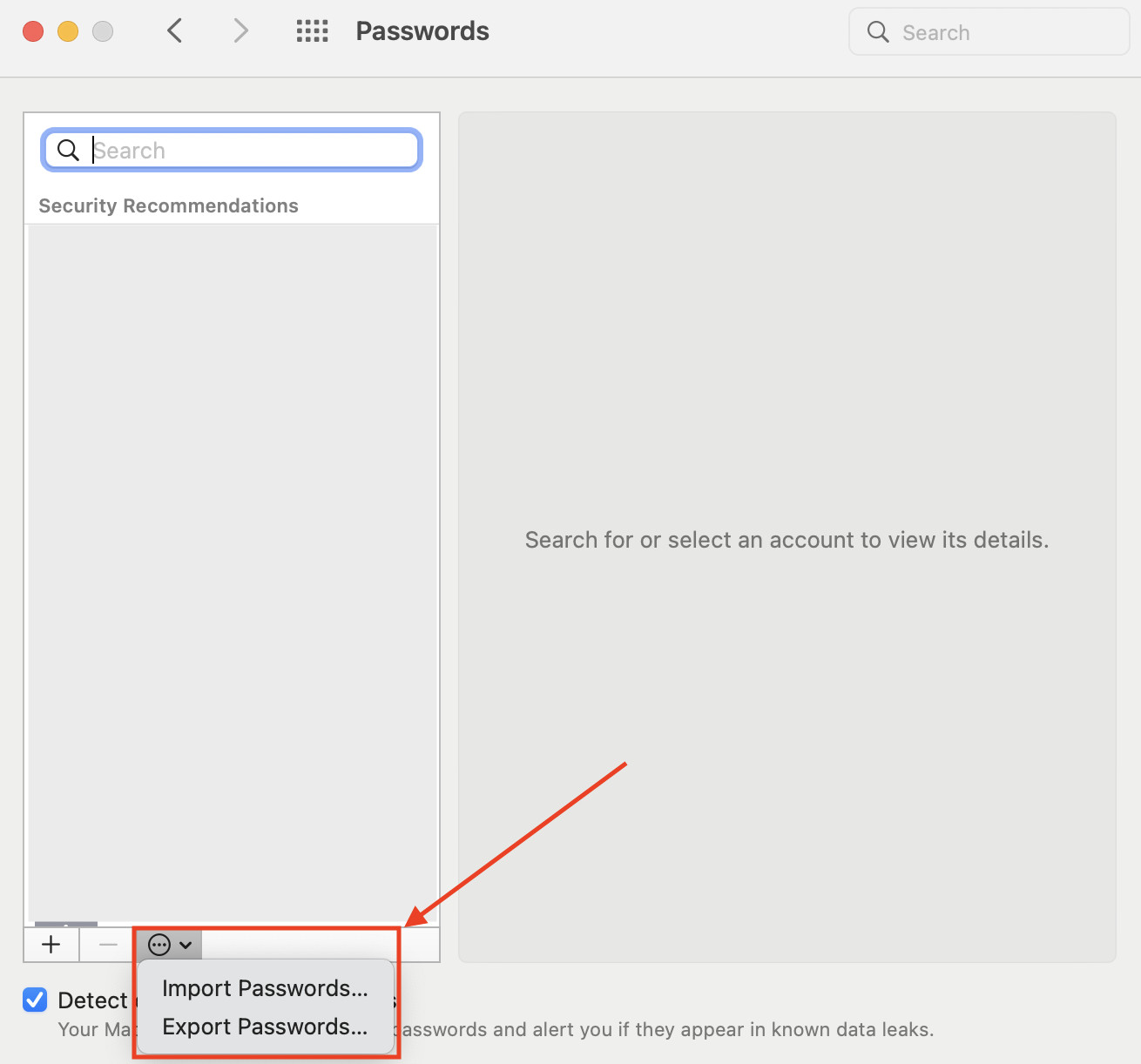Import and Export Password macOS 12 Monterey