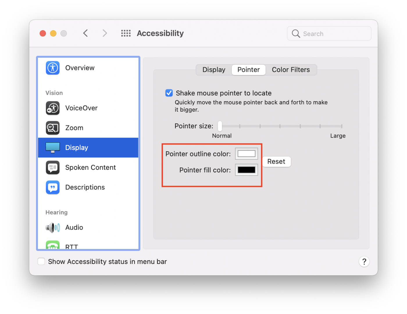 macOS 12 Monterey Pointer Customization Options