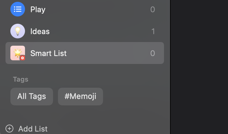 Smart List in the Reminders app in macOS Monterey.