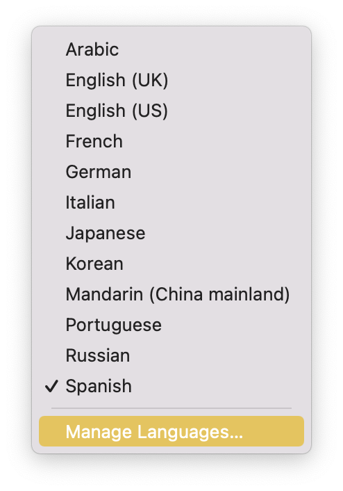 Manage Translation Languages