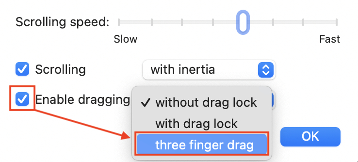Enable Three Finger Drag