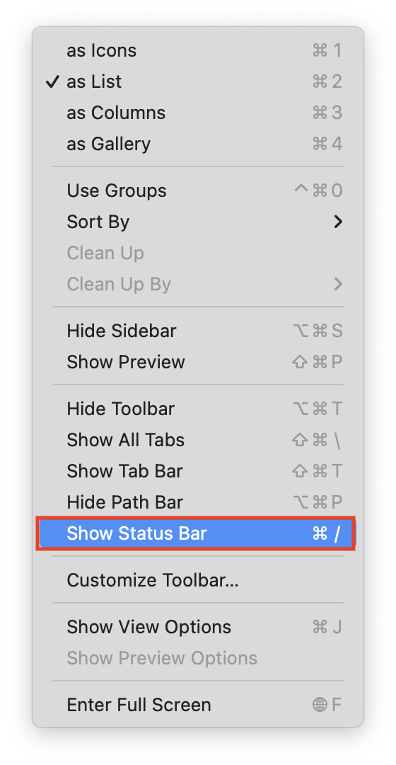 Show Status Bar